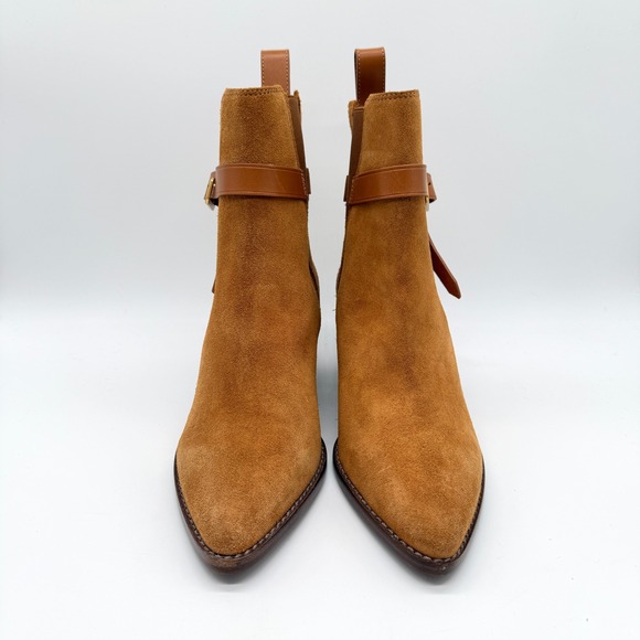 Zadig & Voltaire Tyler Cecilia Boots Women 37 Brown Suede Western Buckle Pointed - Picture 4 of 12